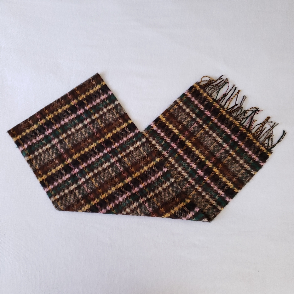 Covington Houndstooth Plaid Acrylic Fringe Scarf 12x72